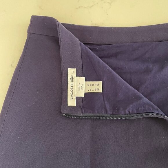 Lacoste A-Line 100% Polyester Lined Mini Skirt Purple + Black Sz 38F/28US NWOT - Picture 8 of 11